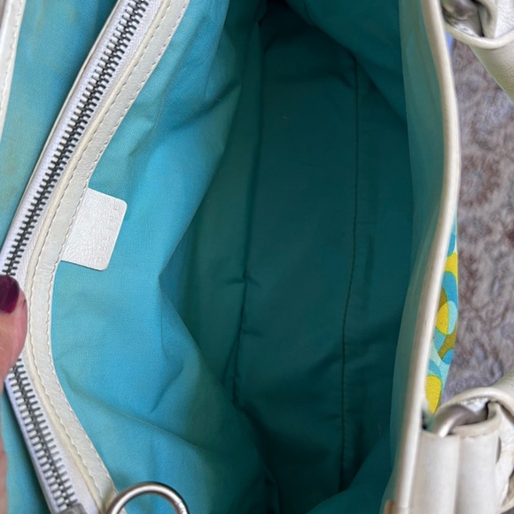 Céline Multicolor Canvas Leather Boogie Satchel Tote Bag and Wallet Turquoise - Picture 11 of 16